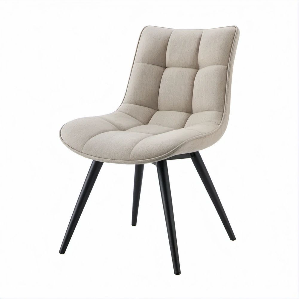 Sedia da pranzo imbottita beige con gambe nere, 48 x 58 x 87 cm