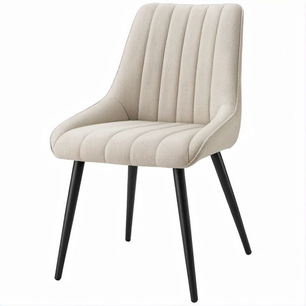 Sedia da pranzo imbottita Beige/Nero con schienale alto, 54 x 62 x 84 cm