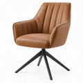Sedia girevole con braccioli in similpelle PU Marrone Cognac/Nero 63 x 64 x 86 cm