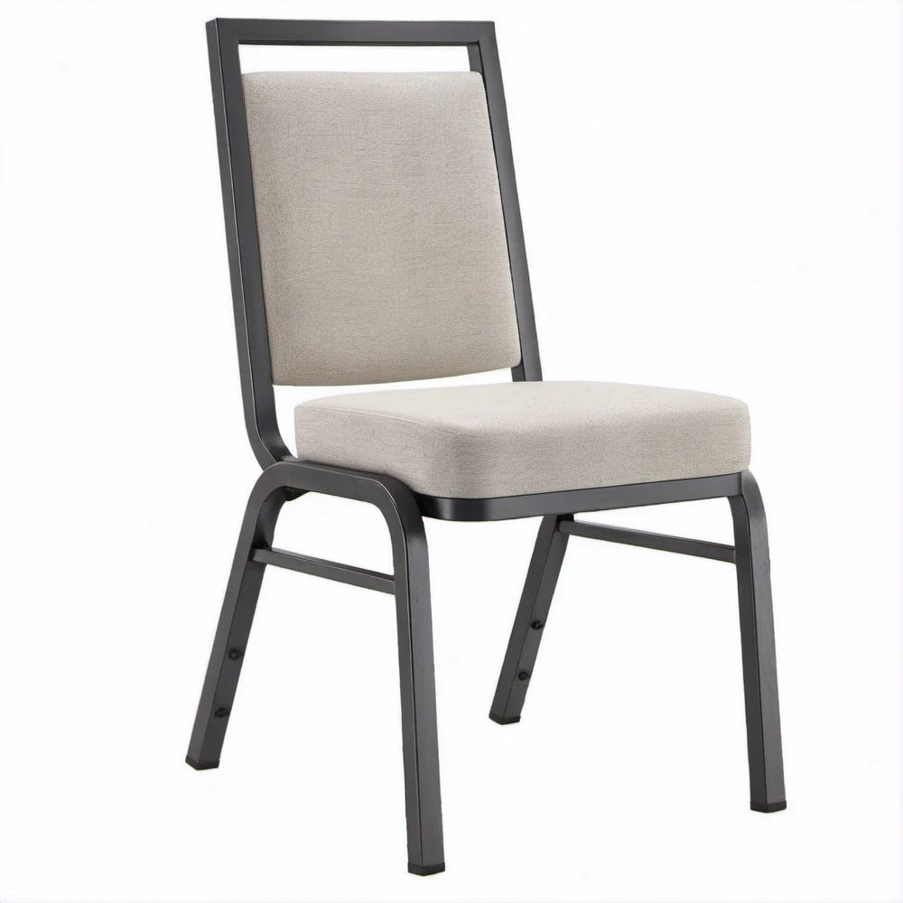Sedia da pranzo imbottita beige e nera in acciaio e poliestere 45 x 57 x 93 cm