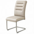 Sedia da pranzo a sbalzo beige in ecopelle PU e acciaio, 44 x 55 x 100 cm