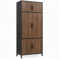 Armadio a 6 ante in effetto noce e nero, 80 x 40 x 180 cm