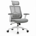 Sedia ergonomica girevole in rete Grigia/Bianca/Nera con poggiatesta, 66 x 66 x 116-126 cm