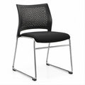 Sedia per visitatori con schienale traforato nero, seduta imbottita e struttura cromata 54 x 57 x 82 cm