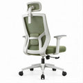 Sedia ergonomica reclinabile verde salvia e bianca con poggiatesta, 66 x 66 x 118-128 cm