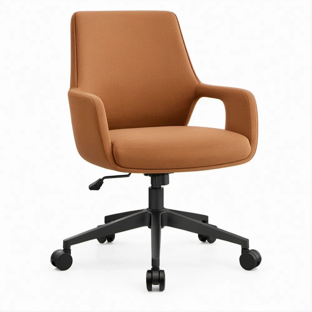 Poltrona da ufficio girevole marrone e nera con braccioli, 63 x 63 x 90-100 cm