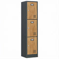 Armadietto a 3 ante in acciaio effetto rovere e antracite, 180 x 30 x 45 cm
