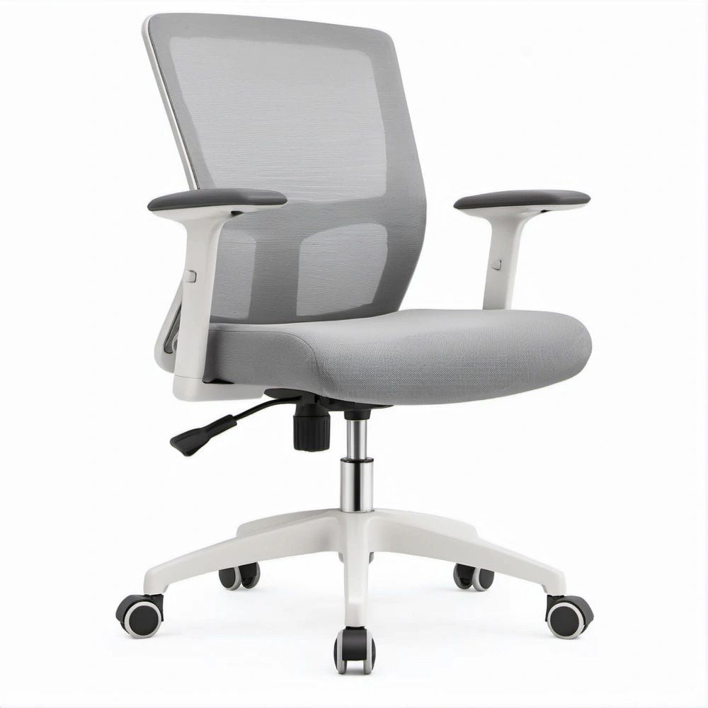 Sedia da ufficio ergonomica girevole in rete Grigio chiaro, Bianco e Nero, 64 x 64 x 96-106 cm