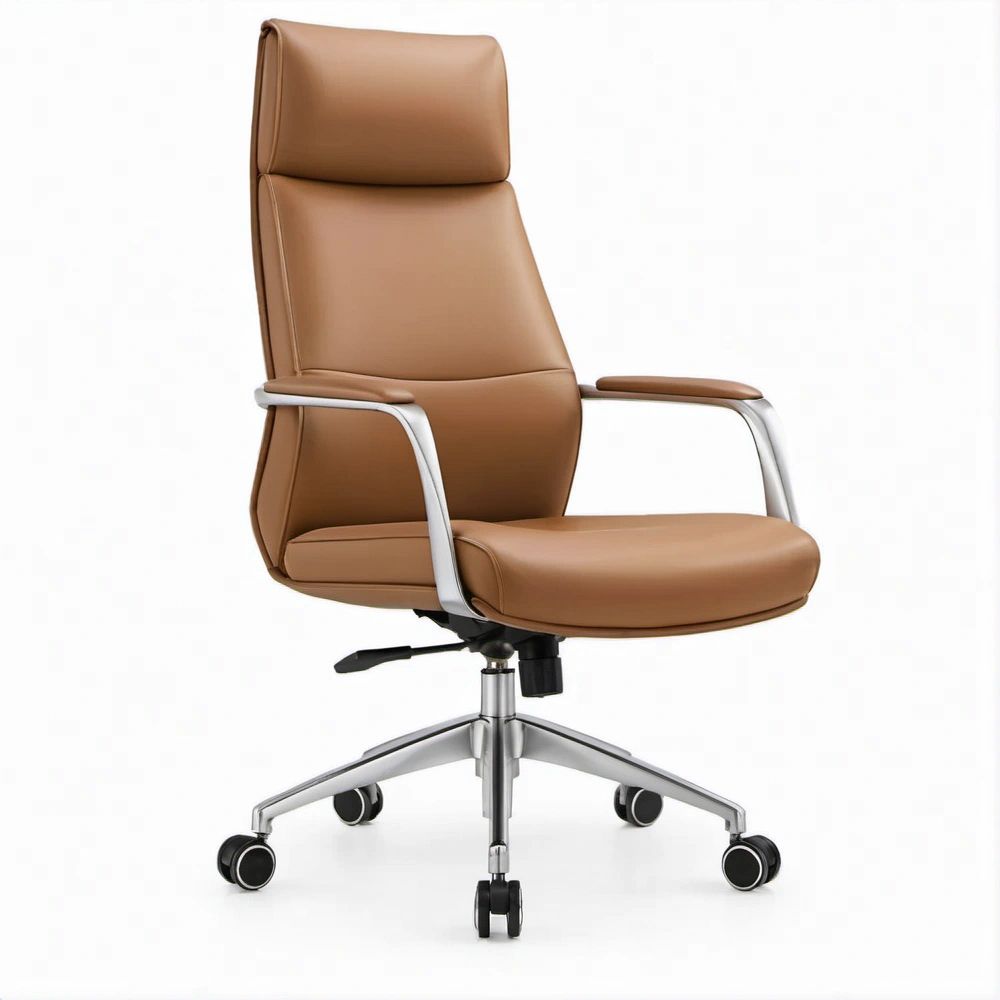 Sedia direzionale girevole in similpelle PU marrone 66 x 65 x 118-128 cm