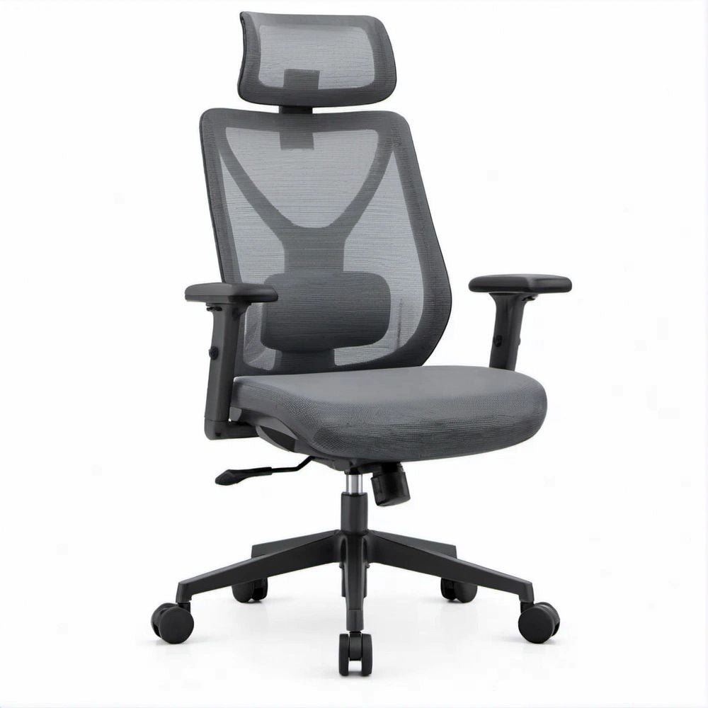 Sedia da ufficio ergonomica girevole in rete Grigio/Nero con poggiatesta, 66 x 64 x 116-126 cm