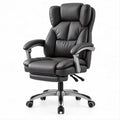 Sedia da ufficio direzionale girevole in pelle sintetica PU nera e argento, 70 x 70 x 120-130 cm