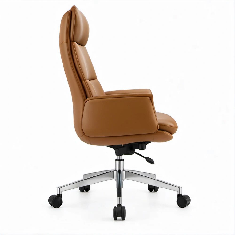 Poltrona direzionale reclinabile marrone in pelle sintetica PU, 68 x 68 x 118-128 cm